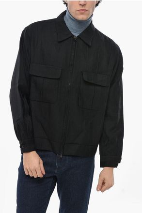 Needles Overshirt in Lana con Doppio Taschino e Chiusura Zip taglia Xl