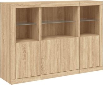 vidaXL Sideboards with LED Lights 3 pcs Sonoma Oak Engineered Wood vidaXL