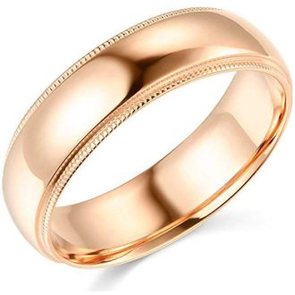 Pompeii3 7mm Milgrain Plain High Polished Dome Wedding Band 10k White, Yellow, Rose Gold