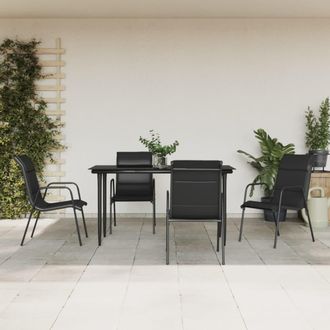 vidaXL Juego De Comedor Para Jard&iacute;n 5 Piezas Acero Y Textilene Negro Vidaxl
