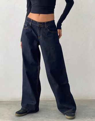 Motel Jeans extra larghi a vita bassa indaco-Blu