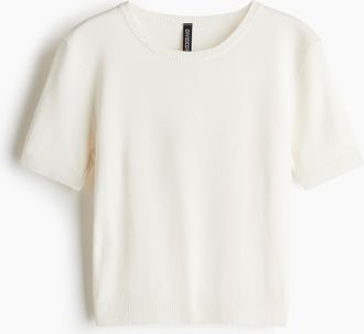 H&M T-Shirt aus Feinstrick - White