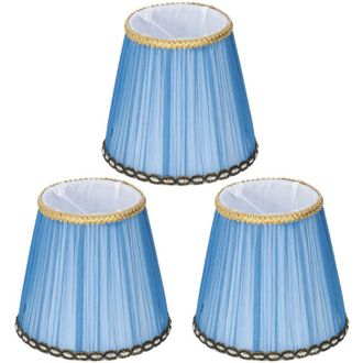 OEM Juego De 3 Pantallas De Tela Para L&aacute;mparas E14 Con Clip, Ideales Para Candelabros, Apliques De Pared Y L&aacute;mparas De Mesa (azul Oscuro) -crezuo