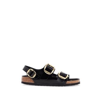 Birkenstock Schoenen, Dames, Zwart, 36 EU, Leer, Milano Big Buckle Sandalen