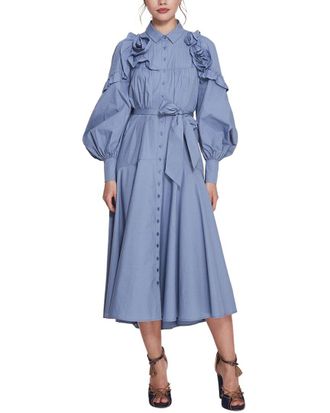 Marchesa Rosette Ruffle Midi Dress