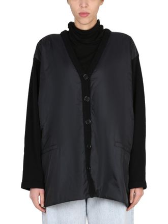 Aspesi Black Solid V Neck Jacket