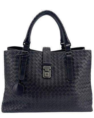 Bottega Veneta Black Intrecciato Calfskin Intrecciato Roma Small Tote (Authentic Pre-Loved)