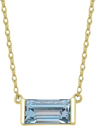 Diamond2Deal 10K Yellow Gold Swiss Blue Topaz Pendant Necklace 18