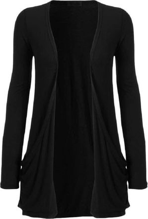 Generic Womens Lightweight Long-Sleeve Open-Front Cardigan Jumper Size 8-20 (Black, 18)