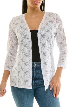 Nina Leonard Lace Cardigan in White at Nordstrom Rack, Size X-Large