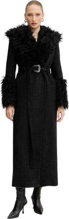 Versace Jeans Couture Geknopt Jasje - Dames - Jas met riem - Zwart - XL - Wol - Jassen