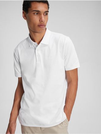 Calvin Klein Jeans Calvin Klein Mens Smooth Cotton Blend Polo Shirt - White - 2XL