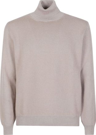 Lardini Finely Knit Ribbed Virgin Wool-Cashmere Turtleneck
