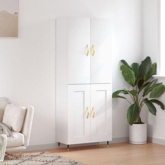 vidaXL Credenza Bianca 69,5x34x180 cm in Legno Multistrato - Vidaxl