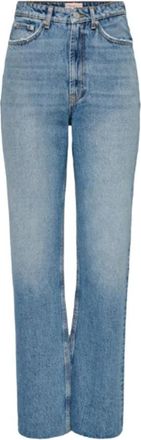 Only High Waist Straight Leg Jeans - Dames - Regular Fit Jeans - Blauw - W30 L34 - Katoen - Jeans