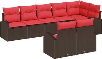 vidaXL Conjunto De Sof&aacute; De Jard&iacute;n 8 Uds. Marr&oacute;n Rat&aacute;n Sint&eacute;tico Vidaxl