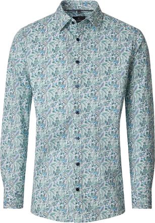 Casamoda Groen overhemd Casa Moda Casual Fit geprint planten