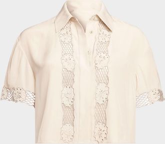 Ramy Brook Tania Embroidered Button-Front Top