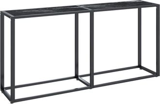 vidaXL Vidaxl - Mesa consola vidrio templado mármol negro 160x35x75,5 cm