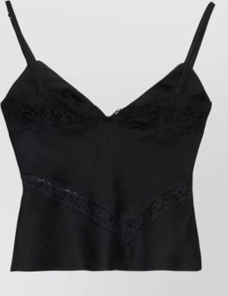 Msgm v neck peplum top spaghetti straps lace