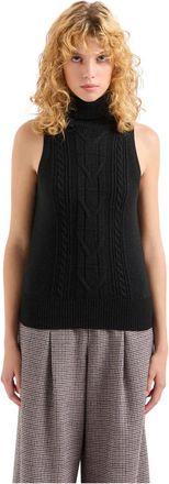 A|X Armani Exchange Wol Blend Tricot gebreide trui met turtleneck - Dames - Coltruien - Zwart - S - Wol - Truien & Vesten