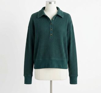 Faherty Apres Waffle Henley Top In Seamoss