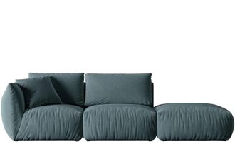 MICADONI Modulares 4-Sitzer Design Sofa Chris mit Ottomane rechts - Samtbezug