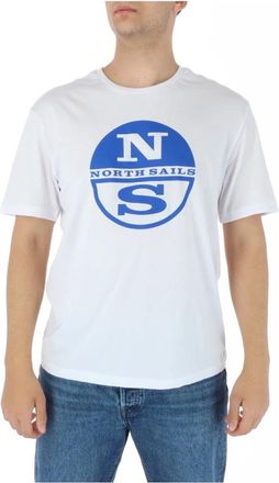 North Sails Geel Print Korte Mouw T-shirt - Heren - T-shirts - Wit - XL - Katoen - Tops