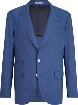 Brunello Cucinelli Blazer met gekerfde revers - Blauw