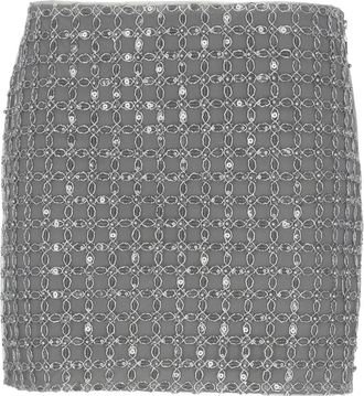 Rotate Rotate Birger Christensen, Rokken, Dames, Grijs, S, Polyester, Beaded Mini Skirt