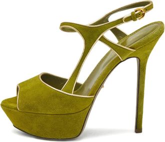 Sergio Rossi Sandali in pelle scamosciata con plateau - Verde