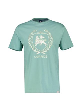Lerros T-Shirt LERROS T-Shirt mit Logoprint, Herren, Gr. S, gr&uuml;n (dusty mint), 100% Baumwolle, Rundhals, Shirts T-Shirt