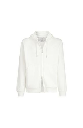 Brunello Cucinelli Hooded zip-up sweatshirt in Off-White at Nordstrom, Size Xxx-Large Eu