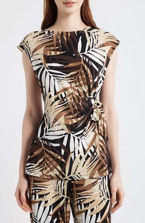 Anne Klein Print Side Tie Top in Anne Black Multi at Nordstrom, Size Medium