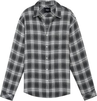 Rails Mens Brushed Lennox Shirt In Charcoal Heather Gray Cream
