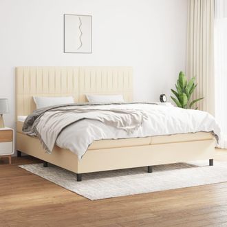vidaXL Vidaxl - Cama Box Spring Con Colch&oacute;n Tela Color Crema 200x200 Cm