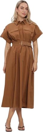 Suncoo Kleedjes, Dames, Bruin, S, Linnen, Cristal Mini Jurk