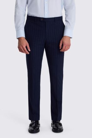 Moss Slim Fit Navy Stripe Trouser