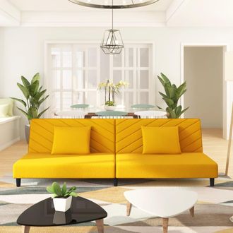 vidaXL Sof&aacute; Cama De 2 Plazas Con Dos Almohadas Terciopelo Amarillo Vidaxl