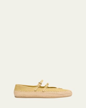 Prada Suede Double Mary Jane Strap Espadrilles