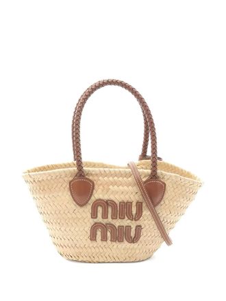 Miu Miu 2020s shopper met gevlochten handvat - Beige