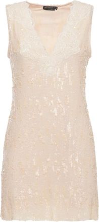 Miss Bikini Kleedjes, Dames, Beige, S, Pailletten, V-Neck Paillettenjurk