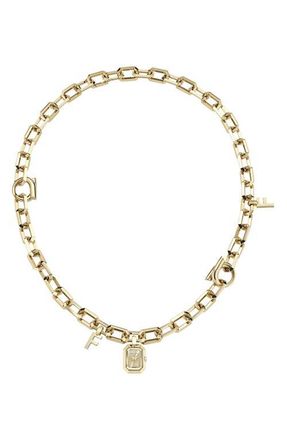 Ferragamo Watch Charm Chain Link Necklace in Yellow Gold at Nordstrom