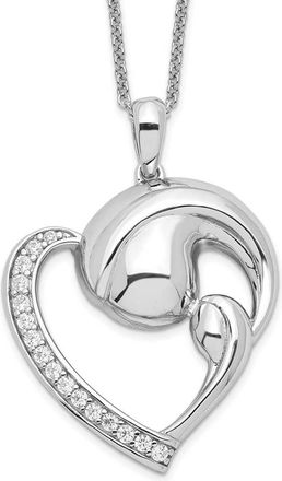 Diamond2Deal Sterling Silver Cubic Zirconia Motherhood Necklace