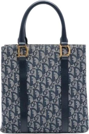 Dior Pre-owned Canvas Tote Bag - Dames - Vintage Shopper - Blauw - ONE Size - Leer - Vintage