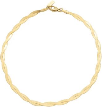 Pompeii3 Amina Anklet 18k Gold Plated 10 6mm Total Width Herringbone Chain