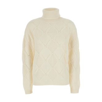 Semicouture Top met hoge hals en lange mouwen - Dames - Truien - Wit - Maat: M