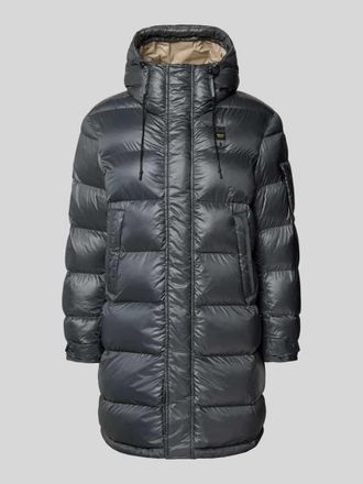 Blauer Regular Fit Steppmantel mit Logo-Applikation Modell Aldrich in Graphit, Größe XXXL