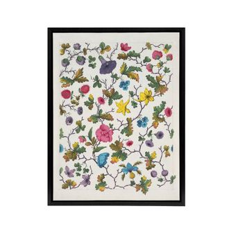 Artery8 Louis Albert DuBois Floral Design For Textile Framed Canvas Art Print in White | Size: W24 x H32