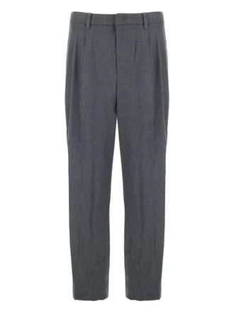 Dunst pleated-front trousers - men - Polyester/Wool/Rayon/Polyurethane - L - Grey